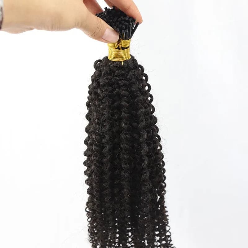 Natural Color Afro Kinky Curly I Tip Hair Extension