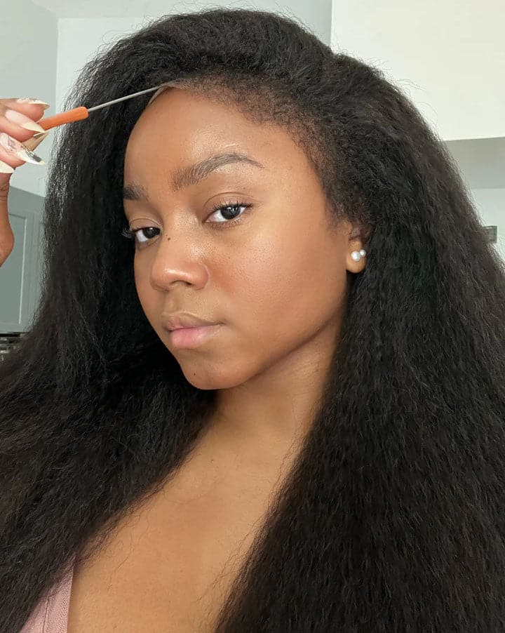 4C Edges | HD Lace Coarse Kinky Straight 13 x 6 Lace Front Wig with Kinky Edges LFC18