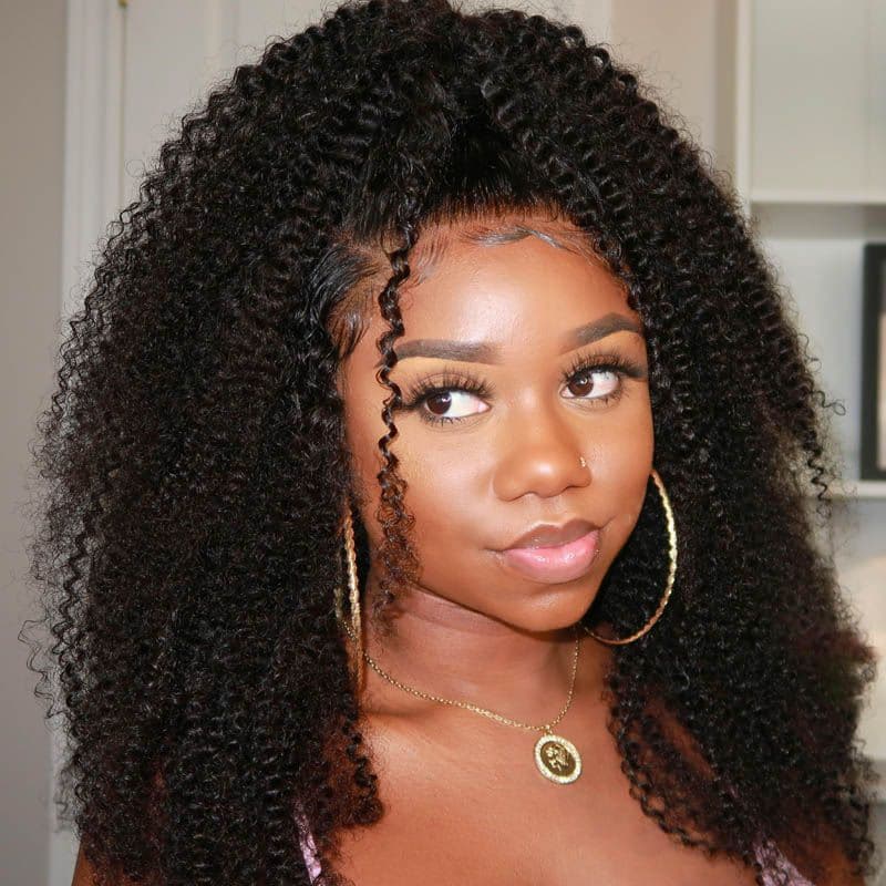 Kinky Curly 360 Lace Frontal Wigs Human Hair review1