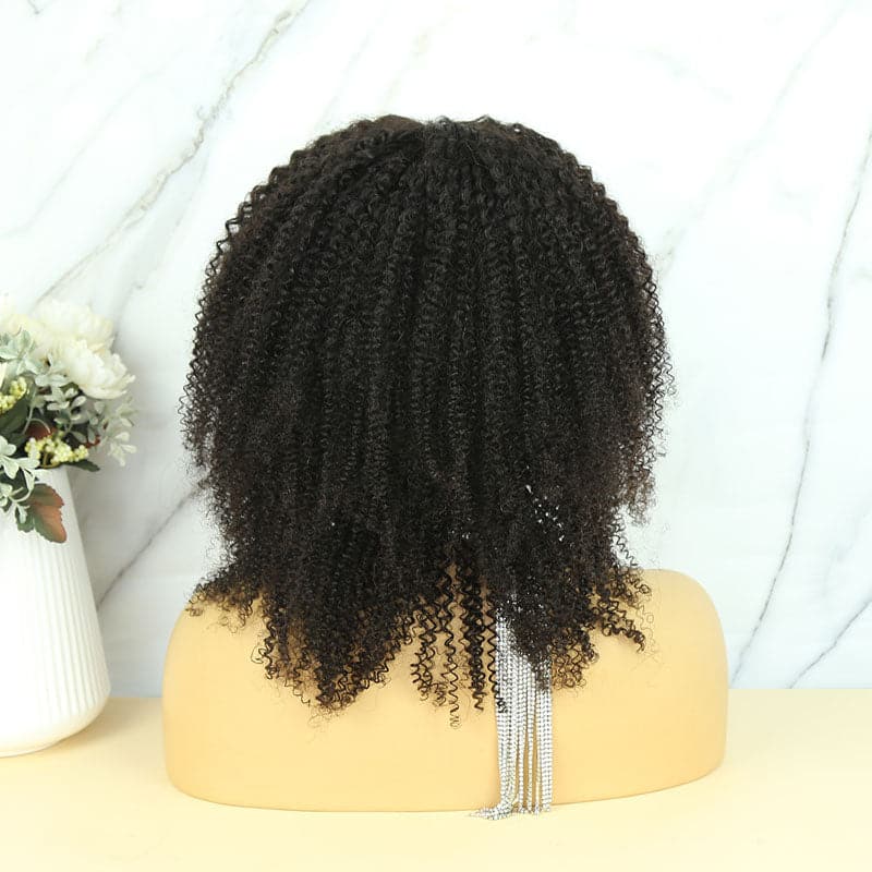 Virgin remy kinky curly lace closure wig glueless