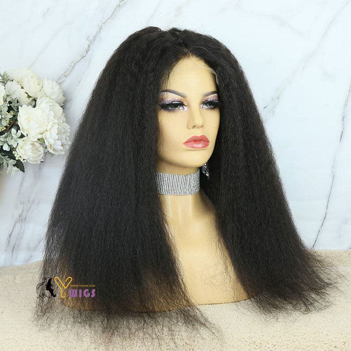 lola kinky straight hd 5x5 lace closure wig one side
