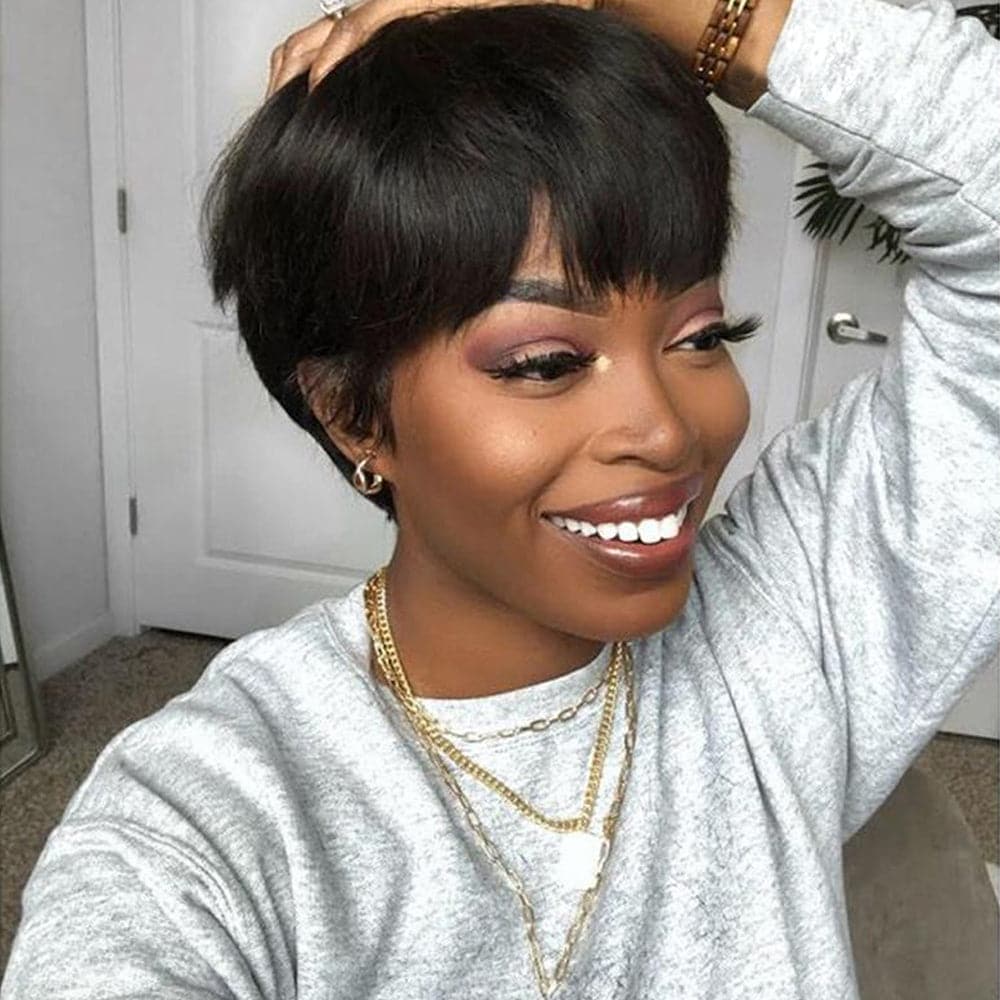 leah short pixie cut 13x6 lace front wig on natural hair