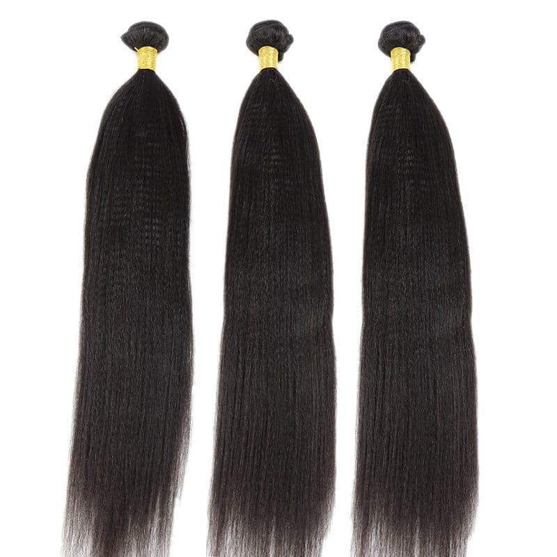 Light Yaki Human Hair Bundles Natural Color