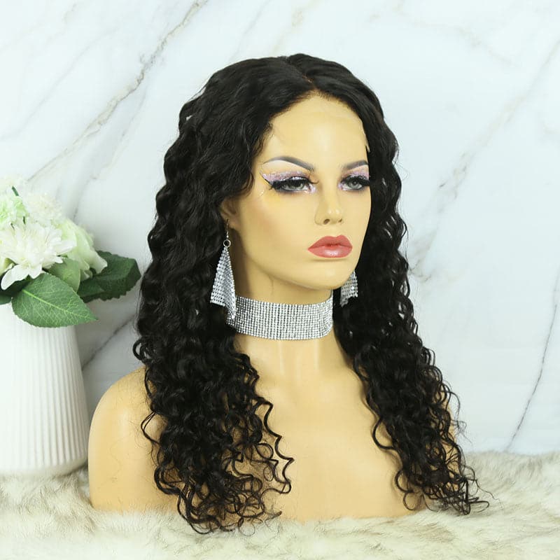 Human hair loose wave lace closure wig