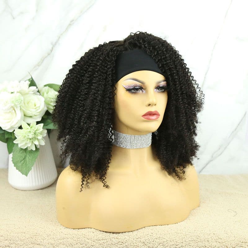 Luna Afro Kinky Curls Human Hair Headband Wig 4