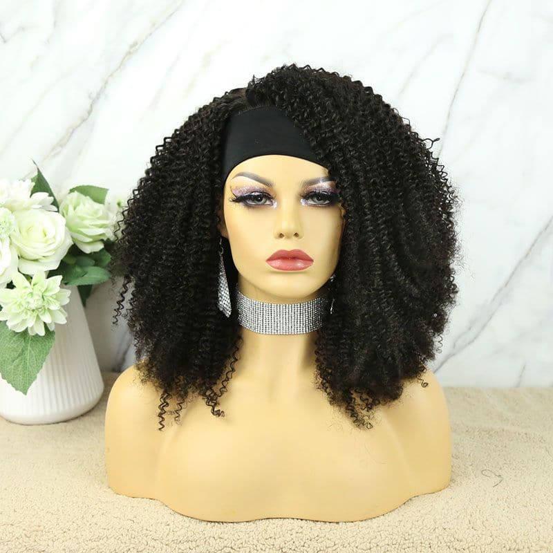 Luna Afro Kinky Curls Human Hair Headband Wig 5