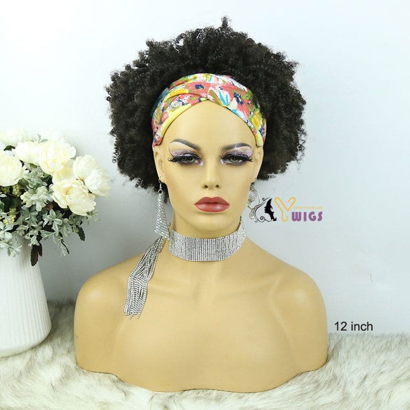 Mary Afro Kinky Curly Human Hair Headband Wig 4