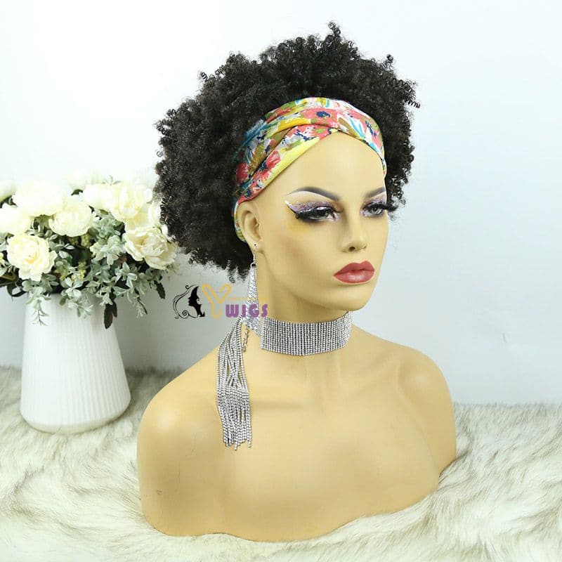 Mary Afro Kinky Curly Human Hair Headband Wig 7