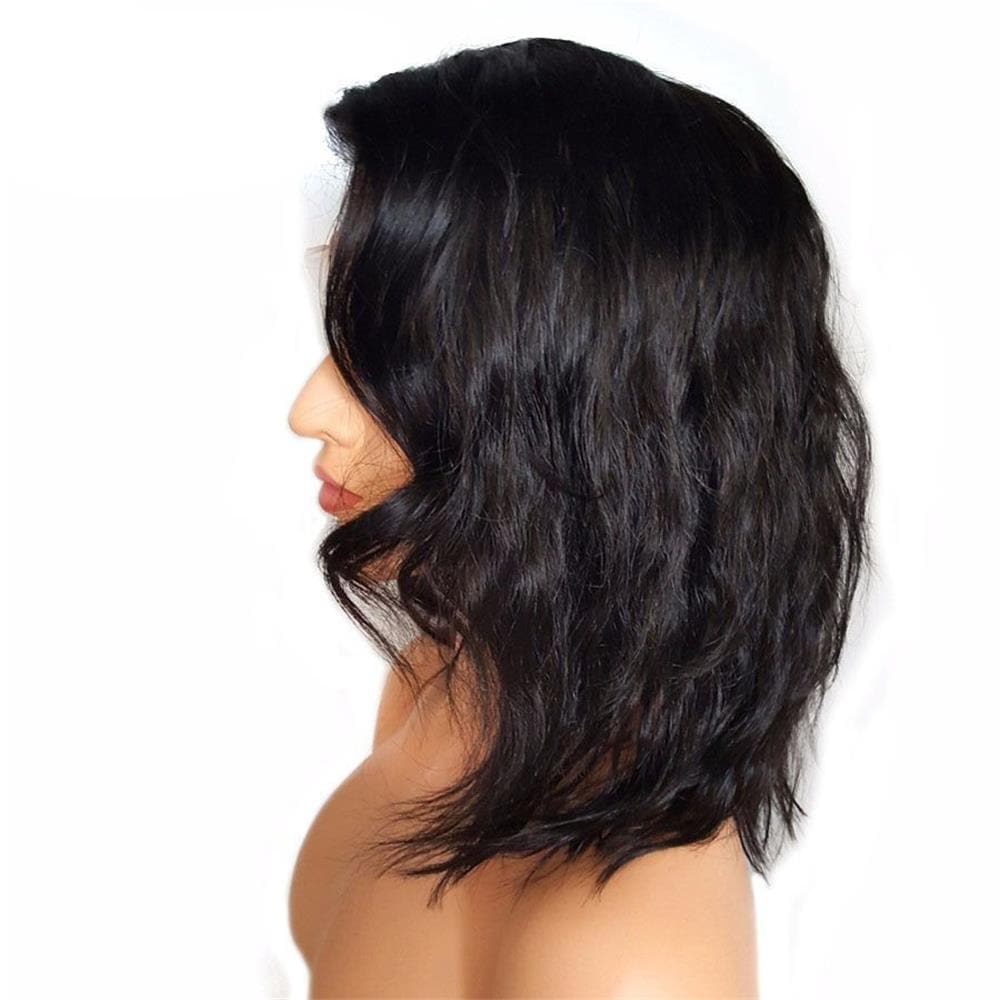 Natural Color Glueless Right Part Wavy Bob 13 x 6 Lace Front Wigs 4