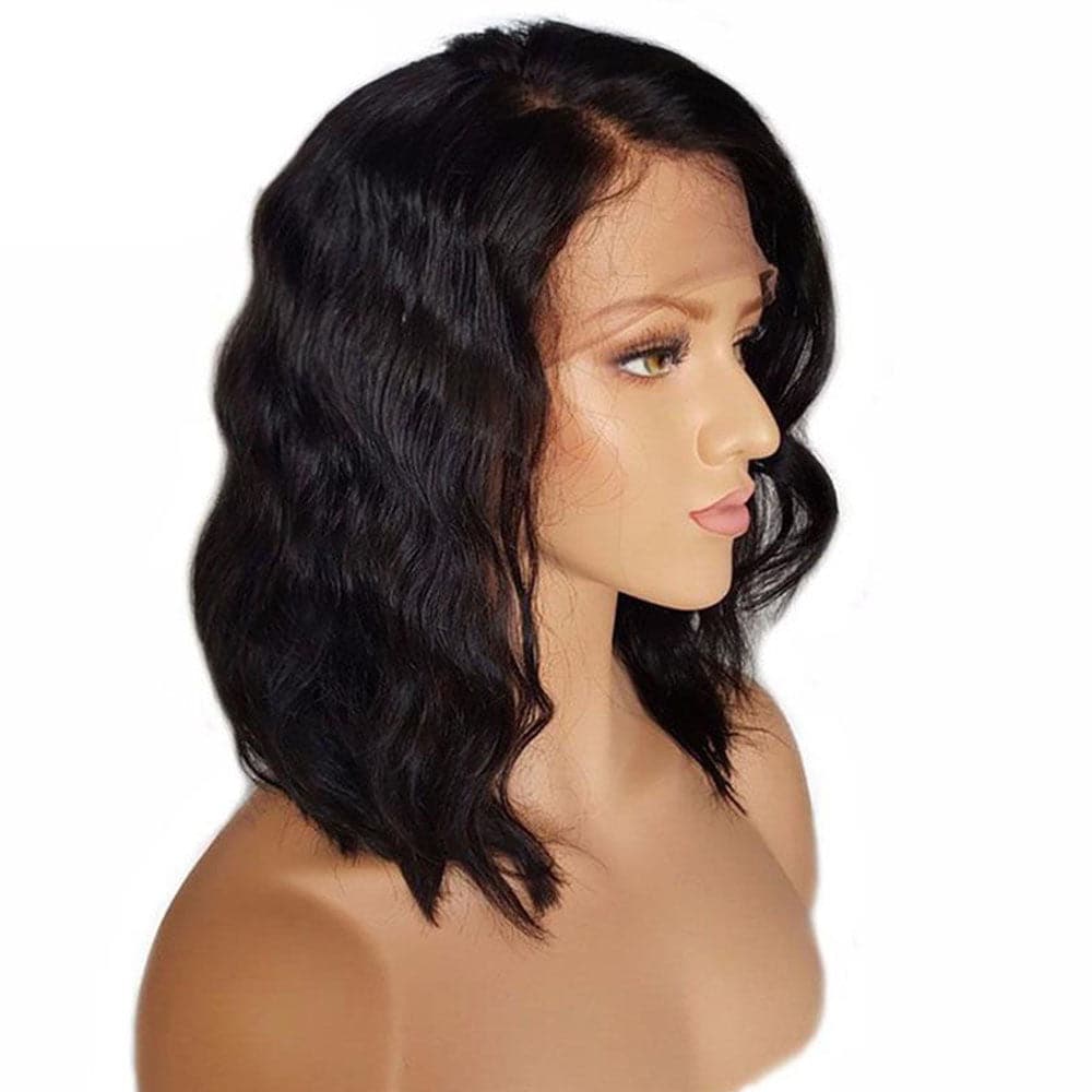 Natural Color Glueless Right Part Wavy Bob 13 x 6 Lace Front Wigs 3