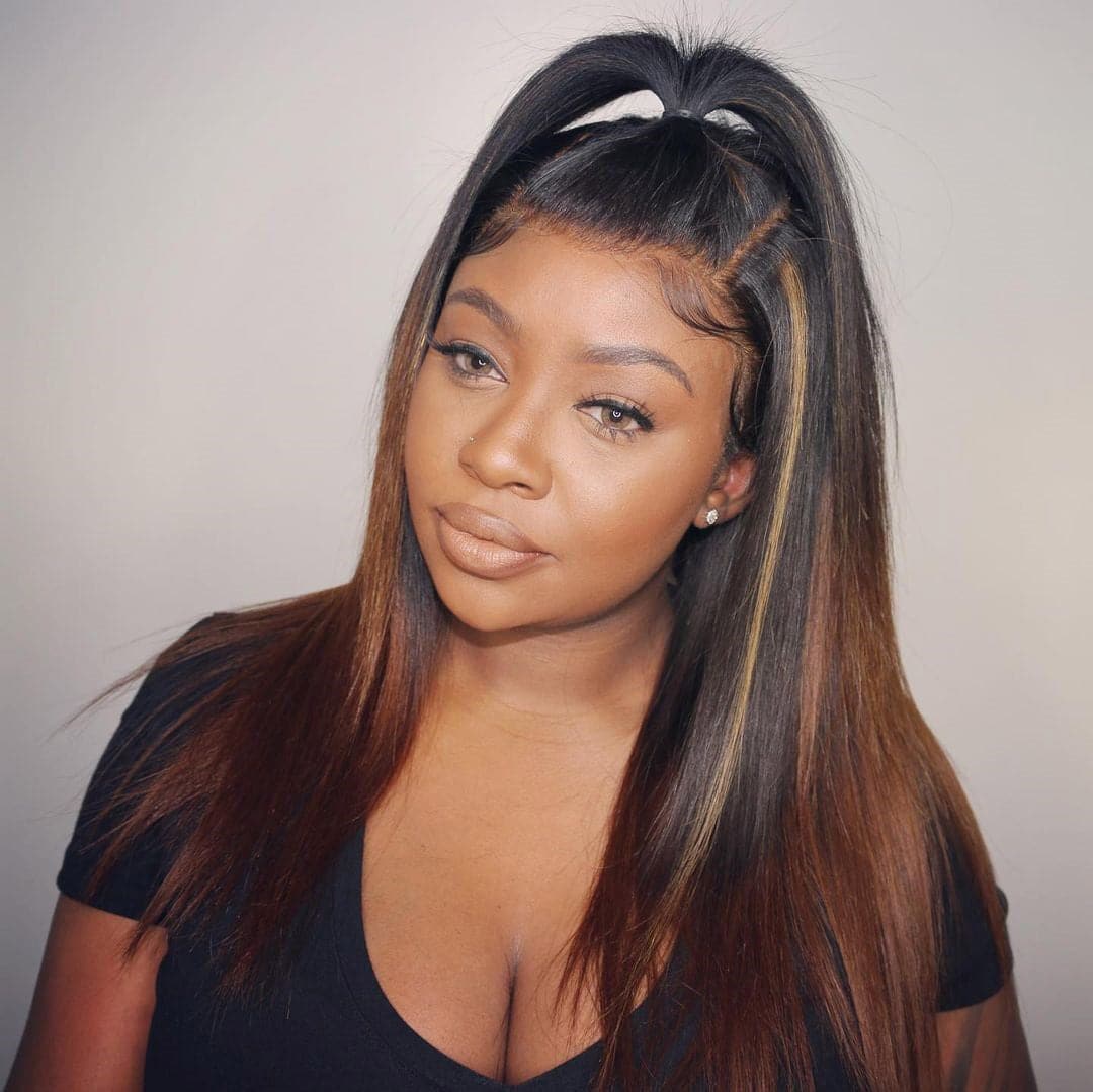 ombre chocolate brownhighlight wave 13x6 lace front wig Ywigs
