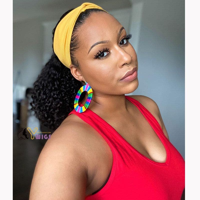 Sara Loose Curly Human Hair Headband Wig 1