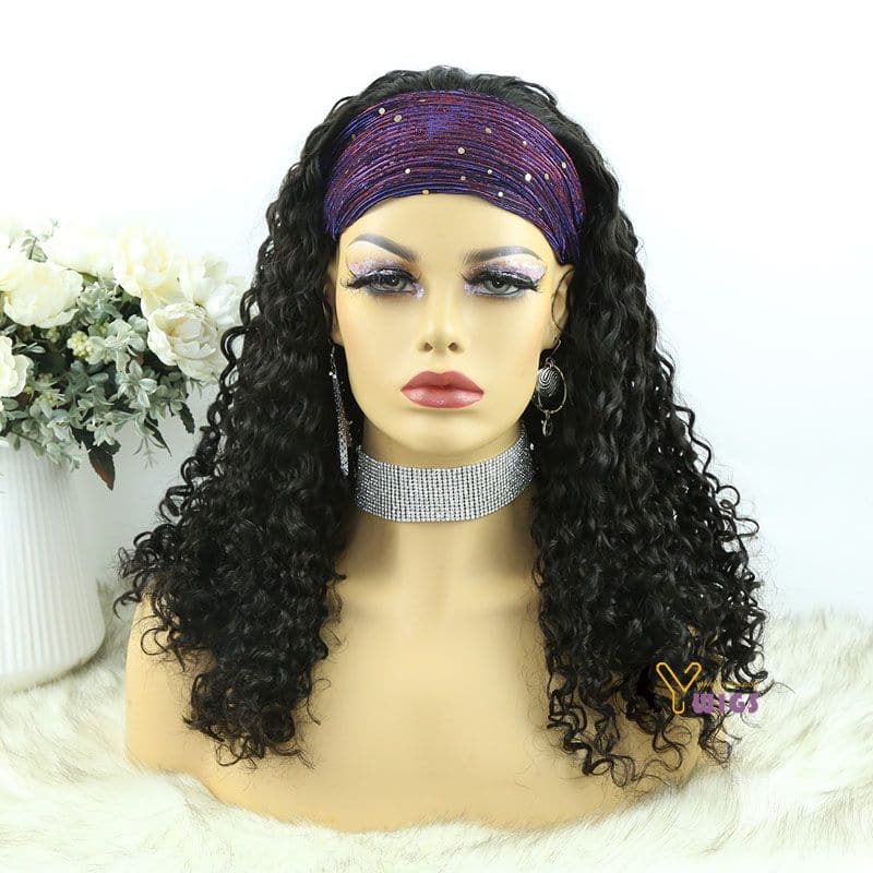 Sara Loose Curly Human Hair Headband Wig 9