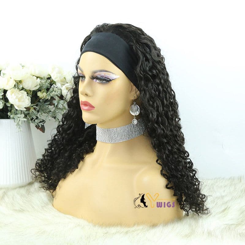 Sara Loose Curly Human Hair Headband Wig 11