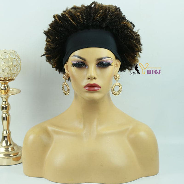 Mary Afro Kinky Curly Human Hair Headband Wig