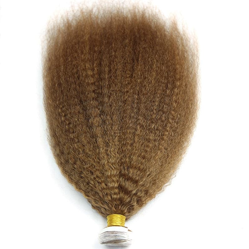honey brown kinky straight tape in hair extension