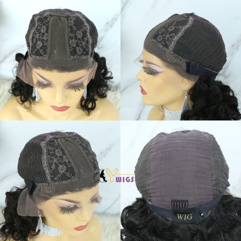 big curly t part wig 13x6 lace front wig cap