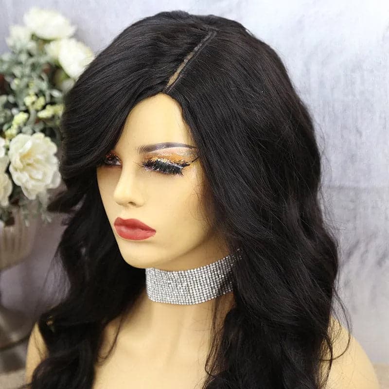 V part wig deep wave human hair