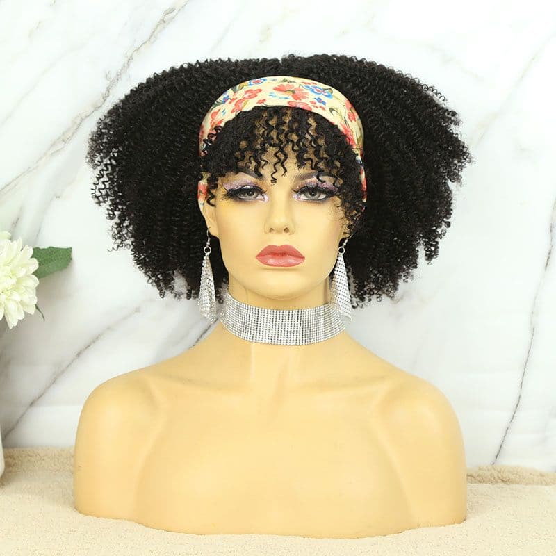 Yinka Bangs Afro Kinky Curly Human Hair Headband Bob Wig 2