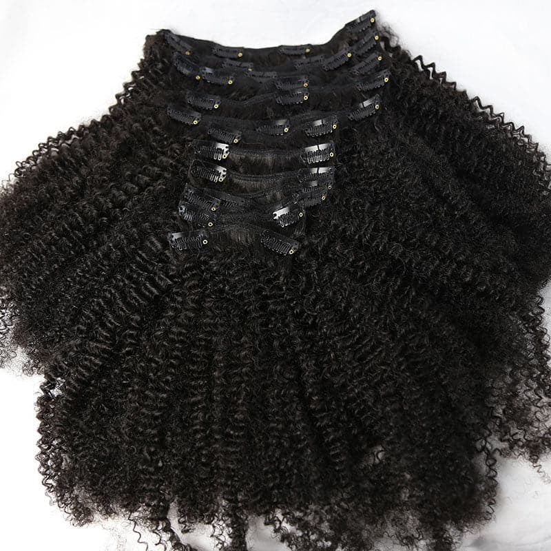 Natural-looking clip-in extensions for kinky curly hair