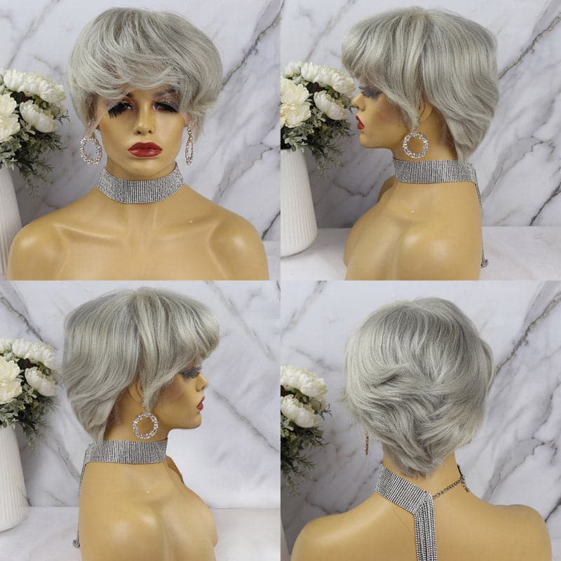 ash blonde natural wave 13x4 short pixie cut lace front wig