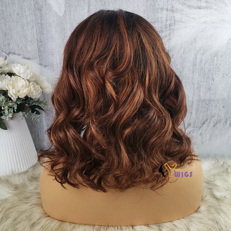 rich copper brown wavy human hair 13x4 lace front wig photo review 04