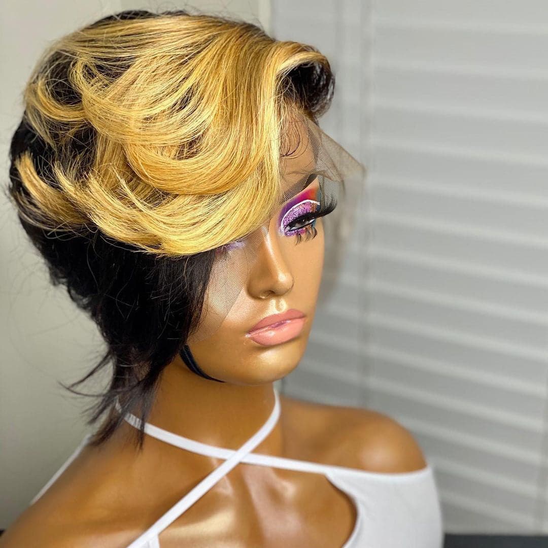 blonde 13x6 pixie lace front wigs
