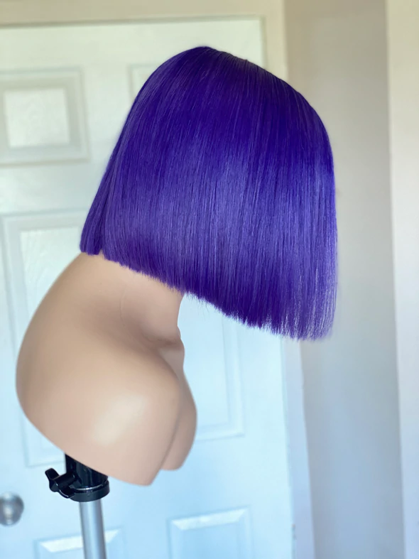 purple straight 13x4 lace front bob wig 2