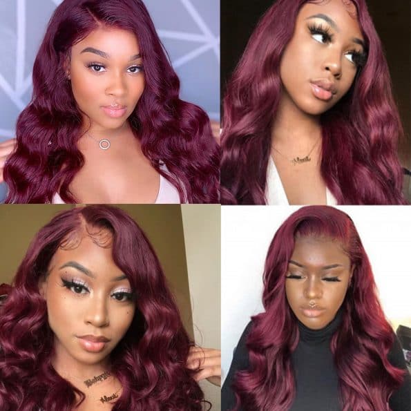 Body Wave/Deep Curly Burgundy 99J Color 5X5 Lace Front Wig for Sale