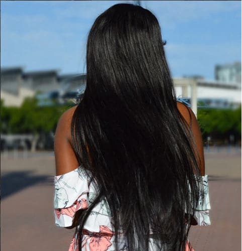 natural color straight human hair 13x4 lace front wig back