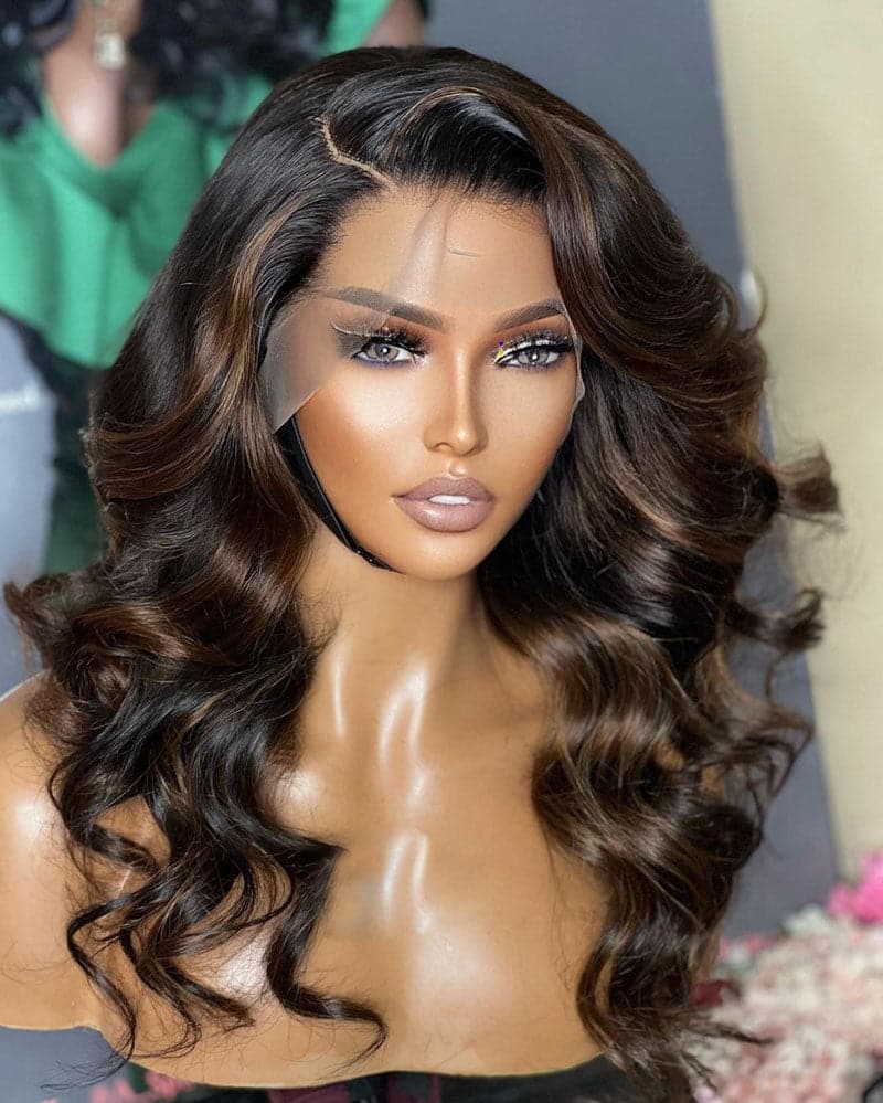 Chestnut Brown Highlighted Body Wave 13x6 Lace Front Wig