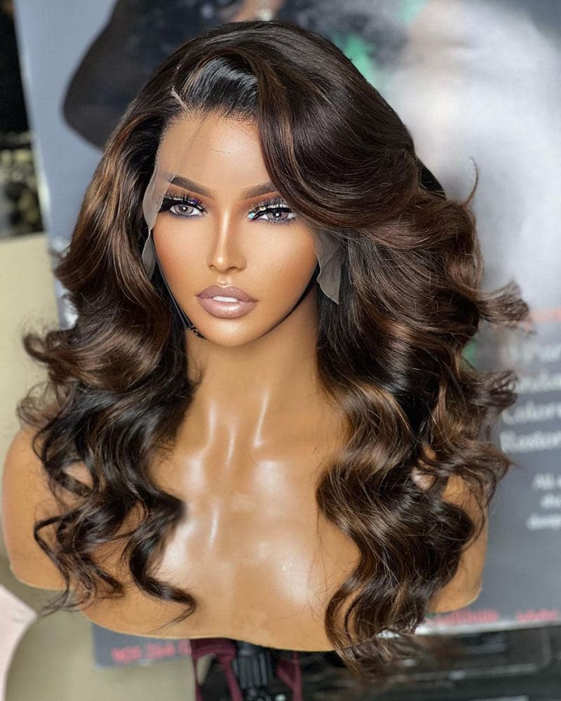 Chestnut Brown Highlighted Body Wave 13x6 Lace Front Wig