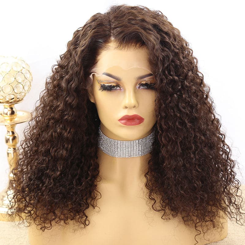warm chocolate brown curly 13x6 lace front wig