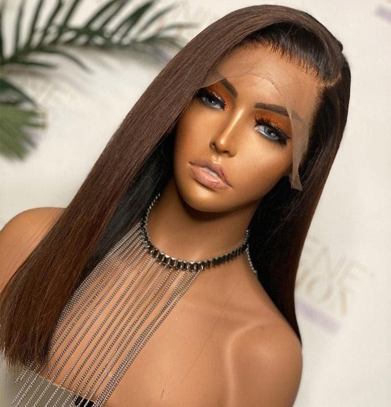 chocolate brown straight 13x6 lace front wig photo
