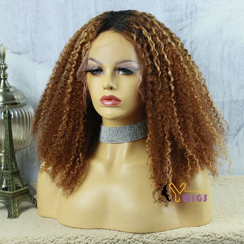8A eshe highlighted jerry curly 13x6 lace front wig  01