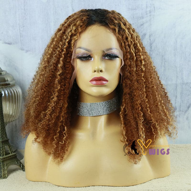 8A eshe highlighted jerry curly 13x6 lace front wig 