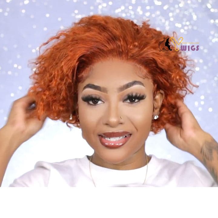 deep curly pixie cut 13x4 lace front wig