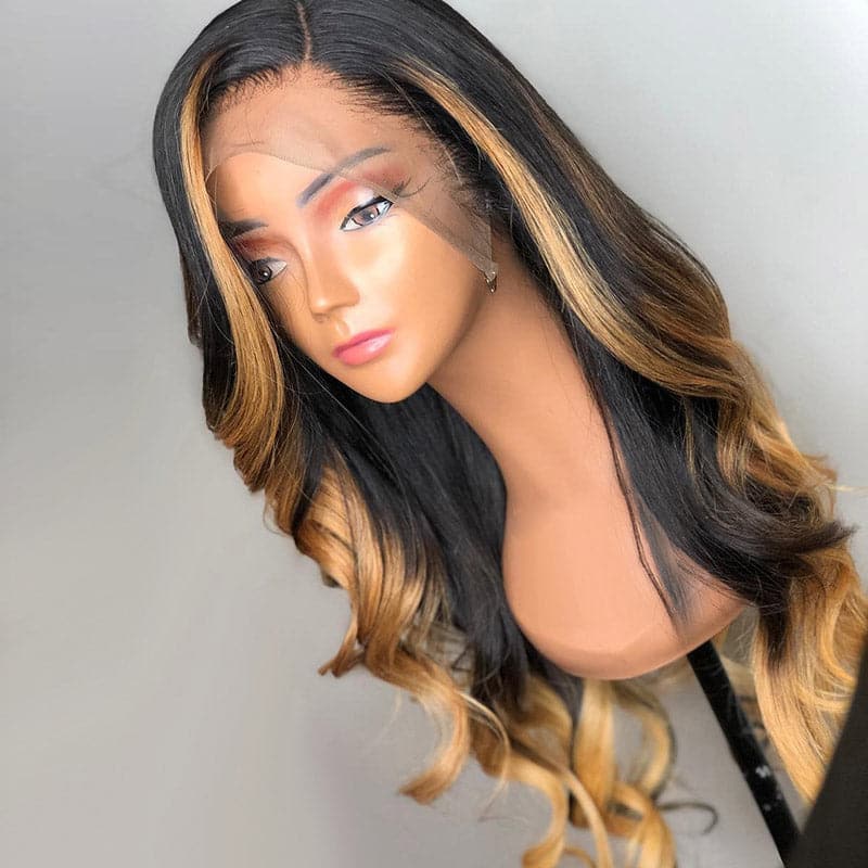 blonde wave ombre brown 13x4 lace front wig