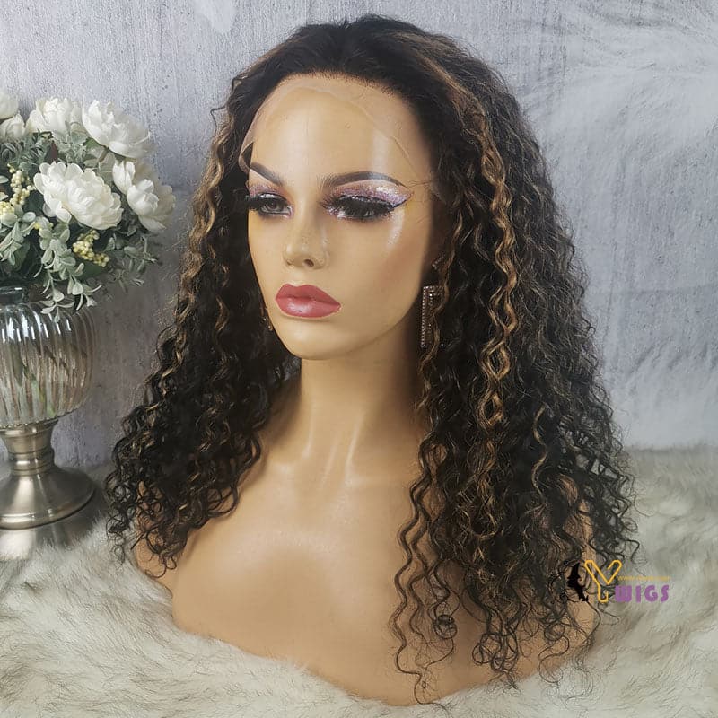 Middle Part Highlighted Deep Wave 13x6 T Part Wig 6TH5