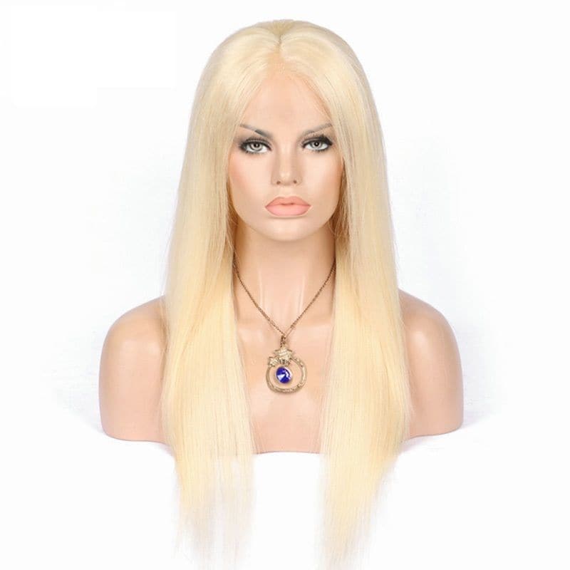 10A #613 Platinum Blonde Straight Human Hair 13 x 4 Lace Front Wigs 03