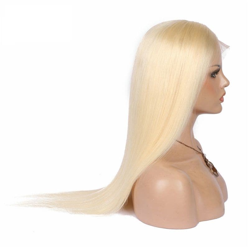 10A #613 Platinum Blonde Straight Human Hair 13 x 4 Lace Front Wigs 05