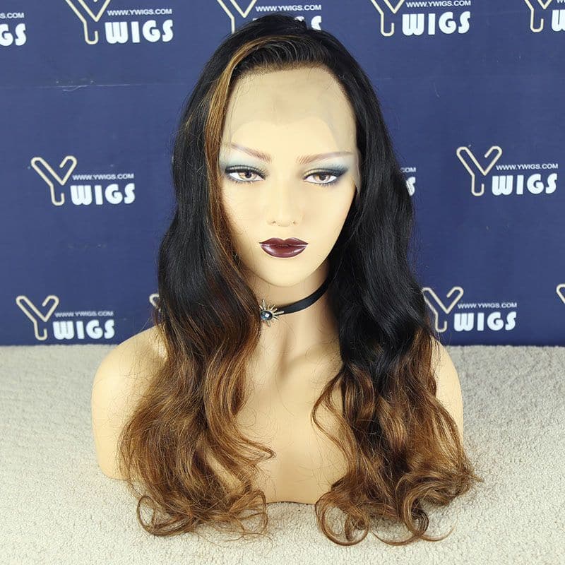 Ready to Go Ombre Brown Wavy 13x4 Lace Front Wigs 06