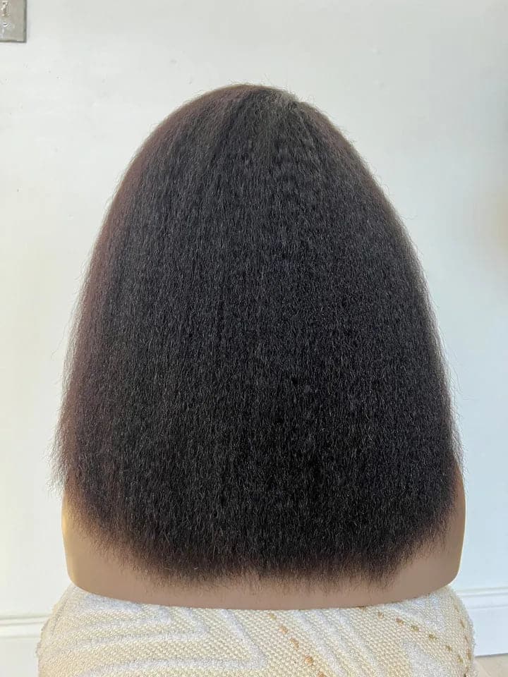 4C Edges | Kinky Straight Human Hair 13 x 6 Lace Front Wig with Curly Edges