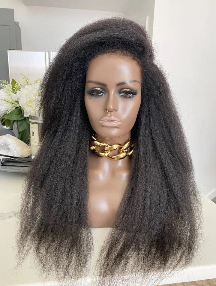 4C Edges | HD Lace Coarse Kinky Straight 13 x 6 Lace Front Wig with Kinky Edges LFC18