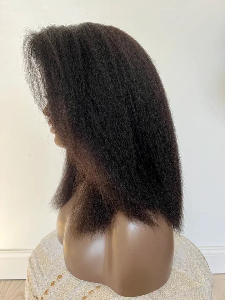 Bordes 4C | Peluca delantera de encaje de cabello humano liso rizado 13 x 6 con bordes rizados