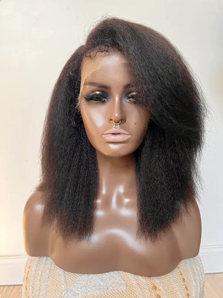 4C Edges | Kinky Straight Human Hair 13 x 6 Lace Front Wig with Curly Edges