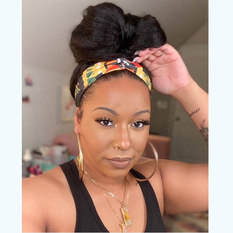 Glueless headband wigs kinky straight