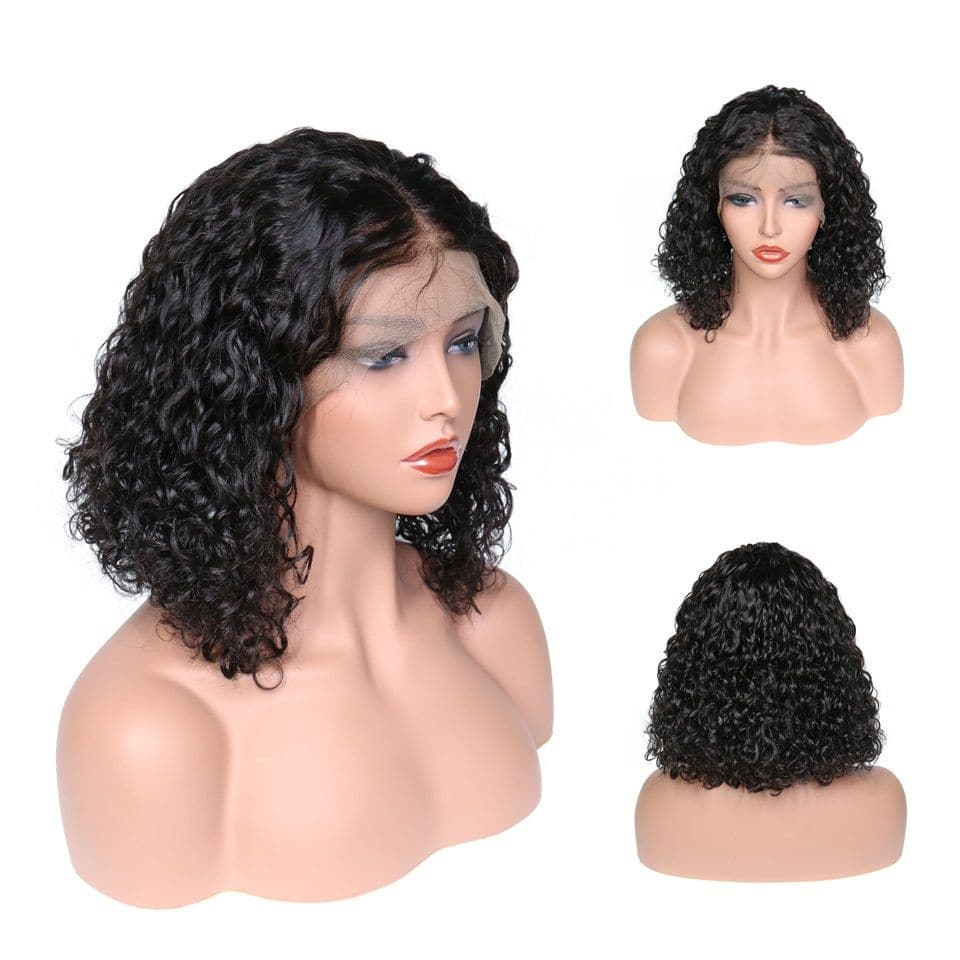 Water Wave Human Hair 13x4 Lace Front Bob Wigs 03