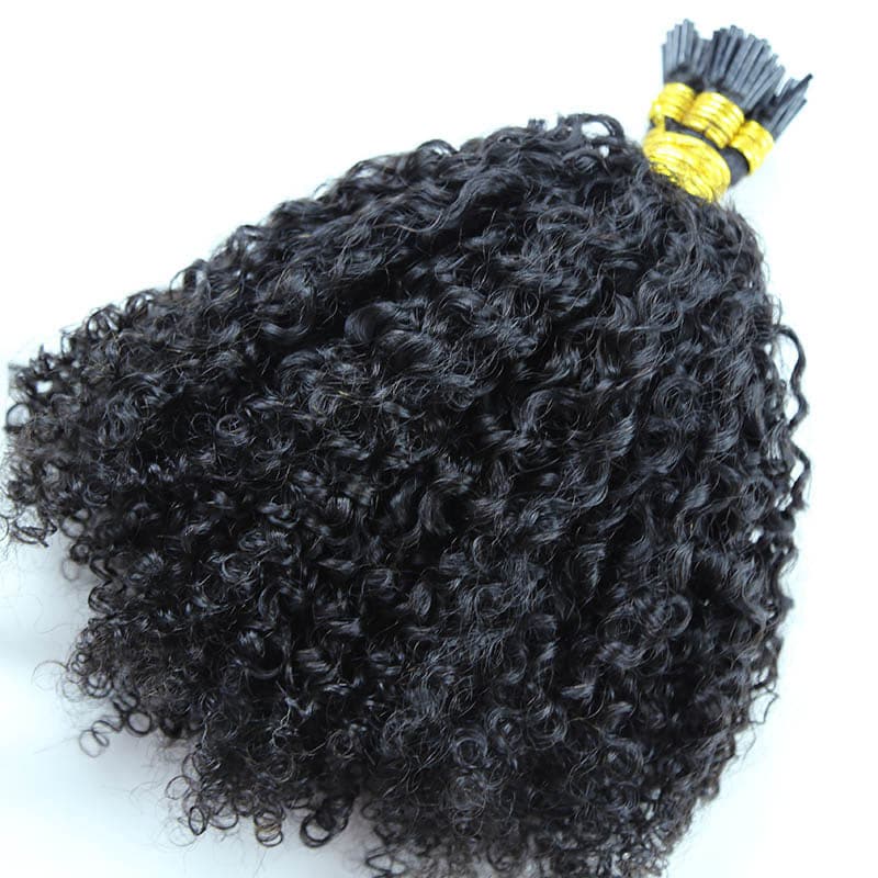 Natural-Looking Multi-Textured Kinky Curly I Tip Hair Extensions