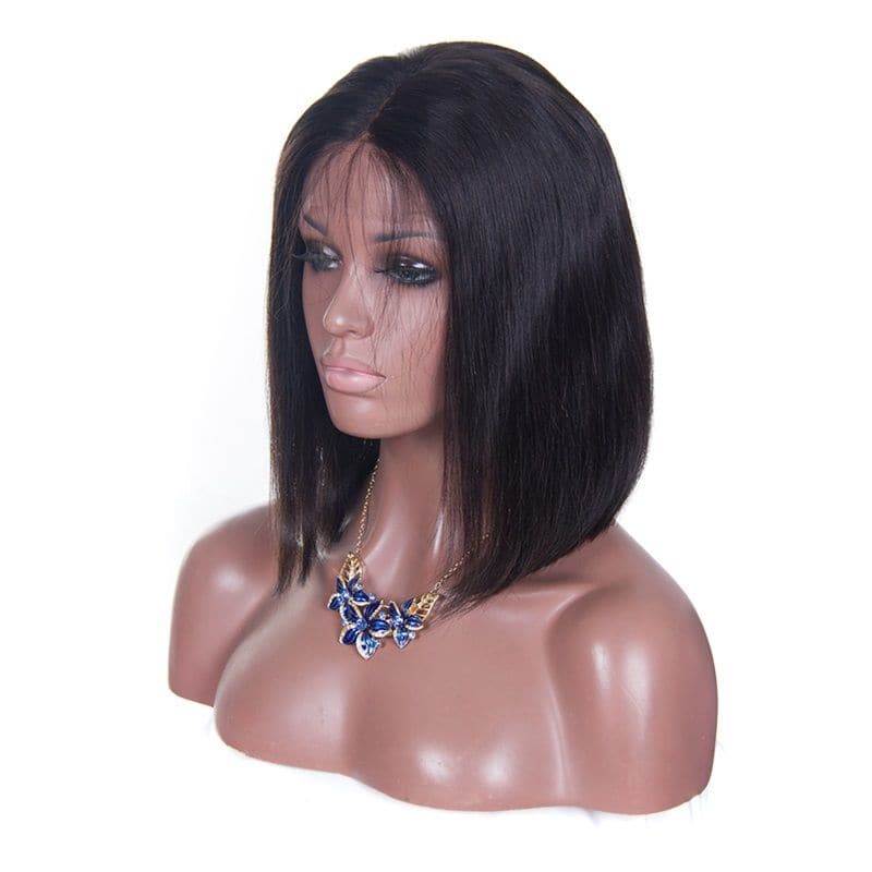 Short Straight Human Hair 13x4 Lace Front Bob Wigs 02